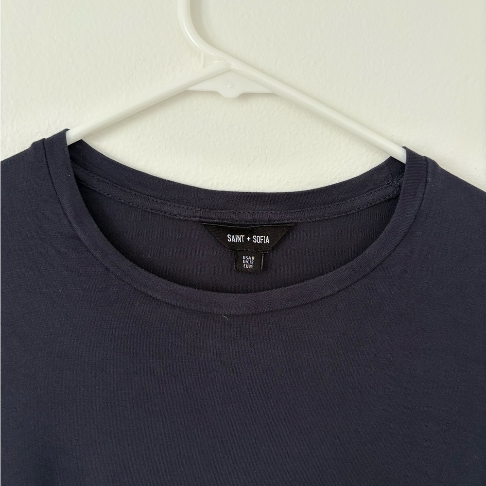 Sofia + Saint Navy Austen Crew Neck Long Sleeve Tee Size Small - Picture 6 of 8
